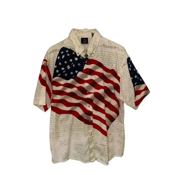 USA American Flag button up VINTAGE - Picture 2 of 6